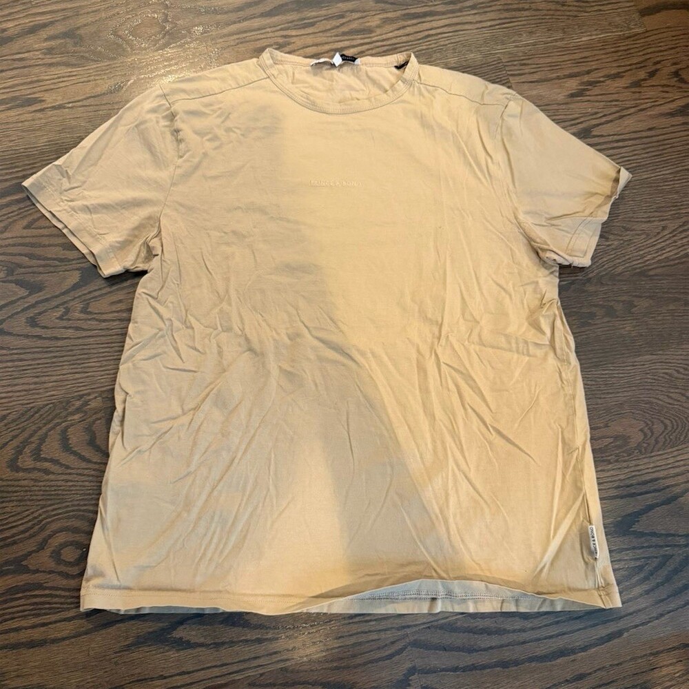 Prince & Bond Men's T-Shirt Size L Beige Crew Neck Short Sleeve Minimal